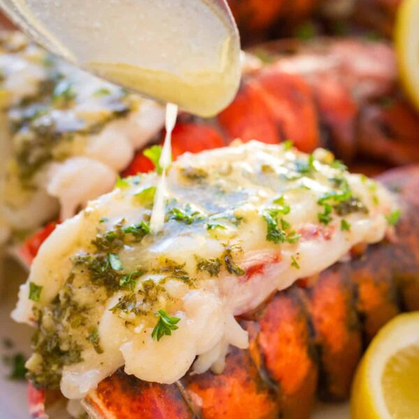 Sautéed Garlic Butter Lobster with Cream of Mushroom Sauce